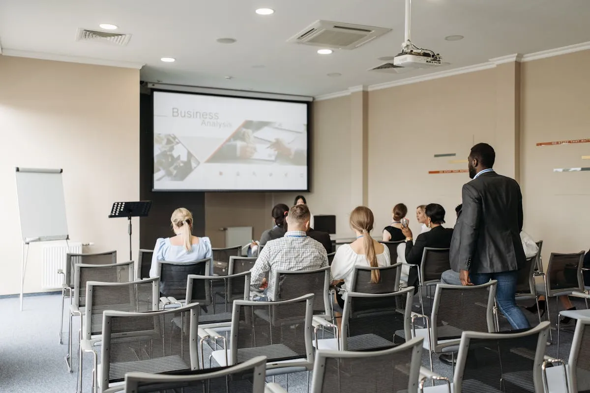 Team in a company meeting